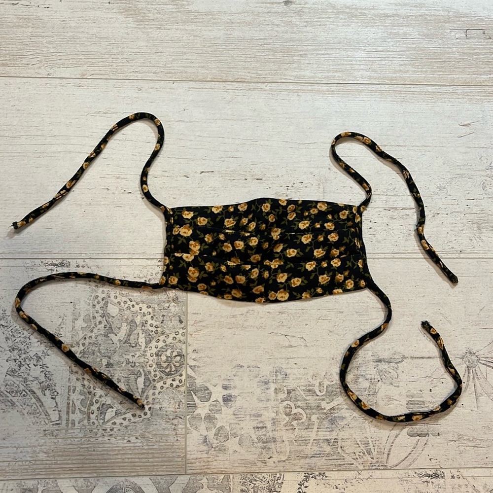 Reformation Navy Floral Print Face Mask